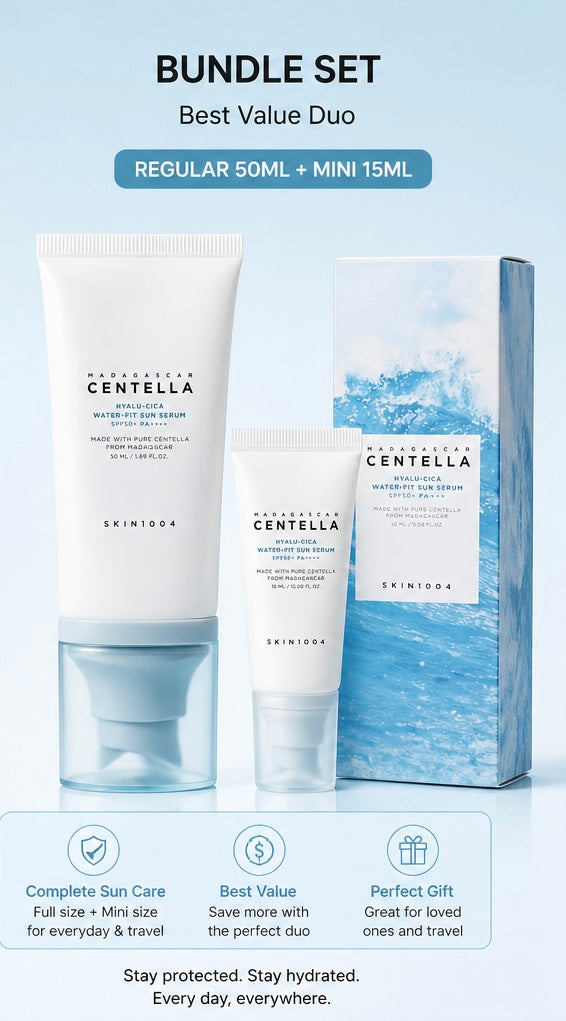 SKIN1004 Madagascar Centella Sun Serum SPF 50+ Duo — Daily + Travel Set