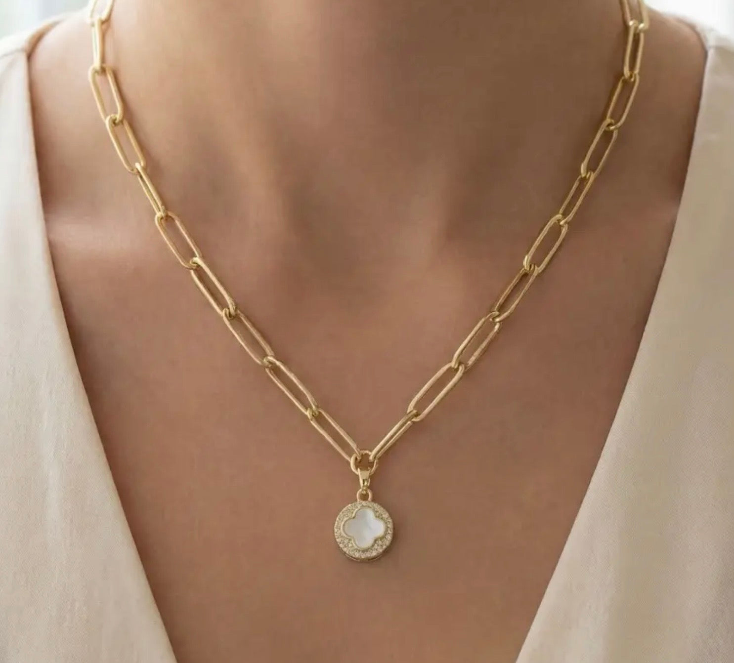 Clover Coin Pendant Necklace