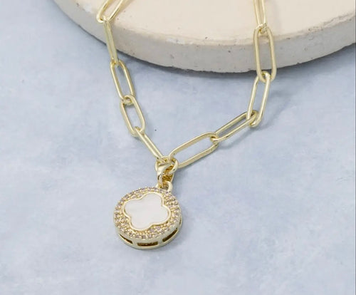 Clover Coin Pendant Necklace