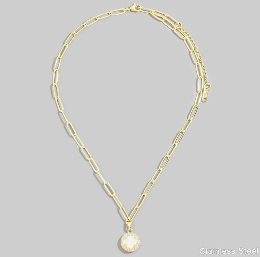 Clover Coin Pendant Necklace