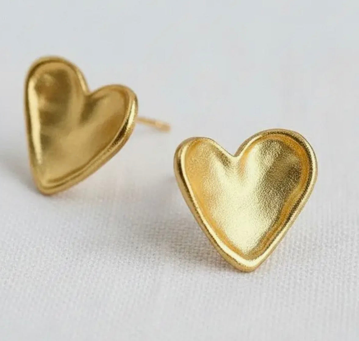 Golden Heart Stud Earrings