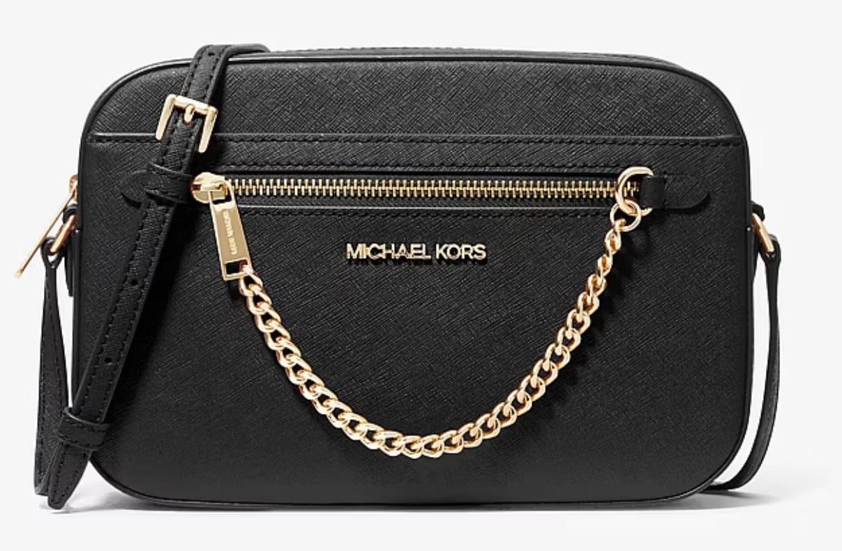 Michael Kors Jet Set Large Saffiano Leather Crossbody - Black