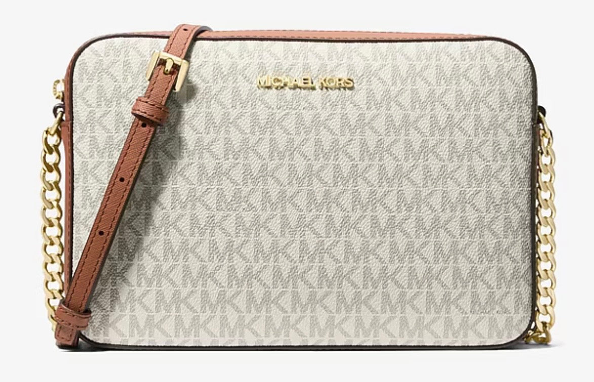 Michael Kors Jet Set Large Signature Logo Crossbody - Vanilla