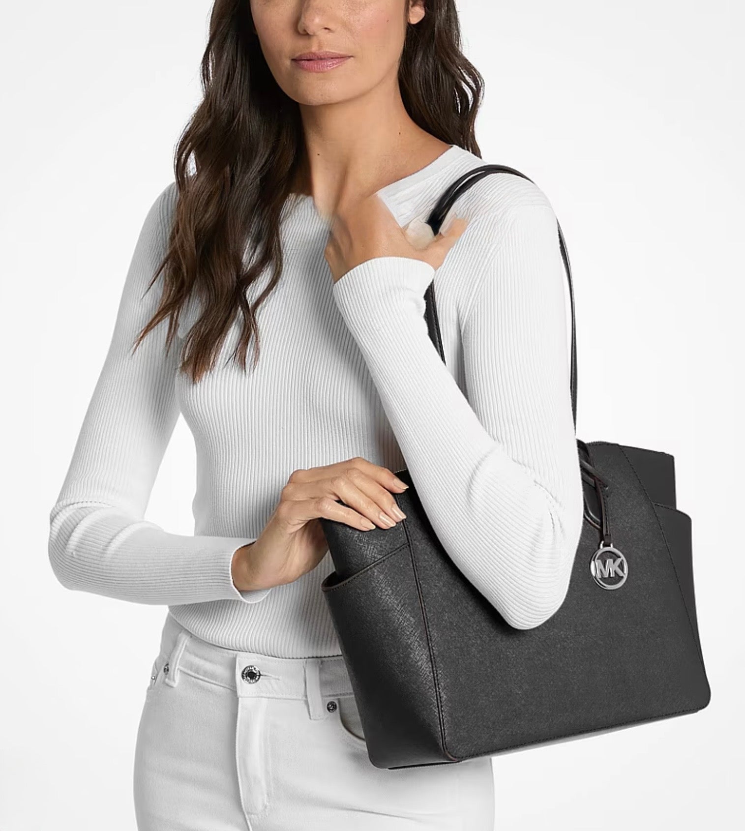 Michael Kors Marilyn Medium Saffiano Leather Tote - Black