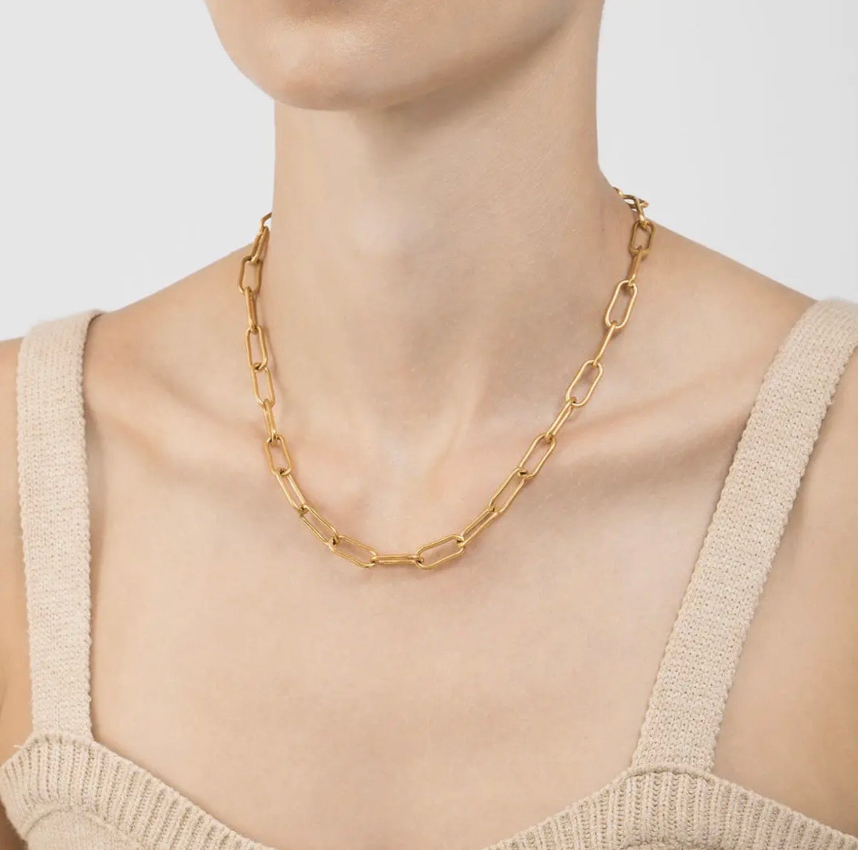 Polished Paperclip Chain Necklace